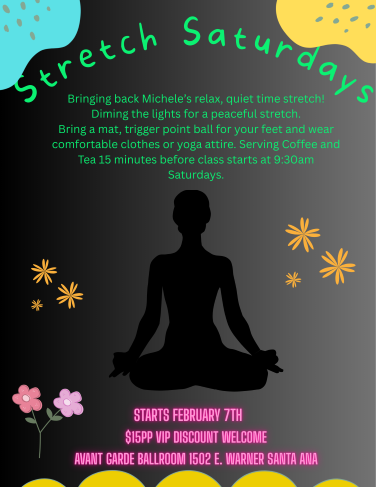 Dance Thursdays Classes with Michele Adams at Avant Garde Ballroom in Santa Ana, CA. 6:30 PM - Intermediate / Advance West Coast Swing.  7:15 PM Intermediate / advance Country two Step. 8 PM - Intermediate / Advance Hustle